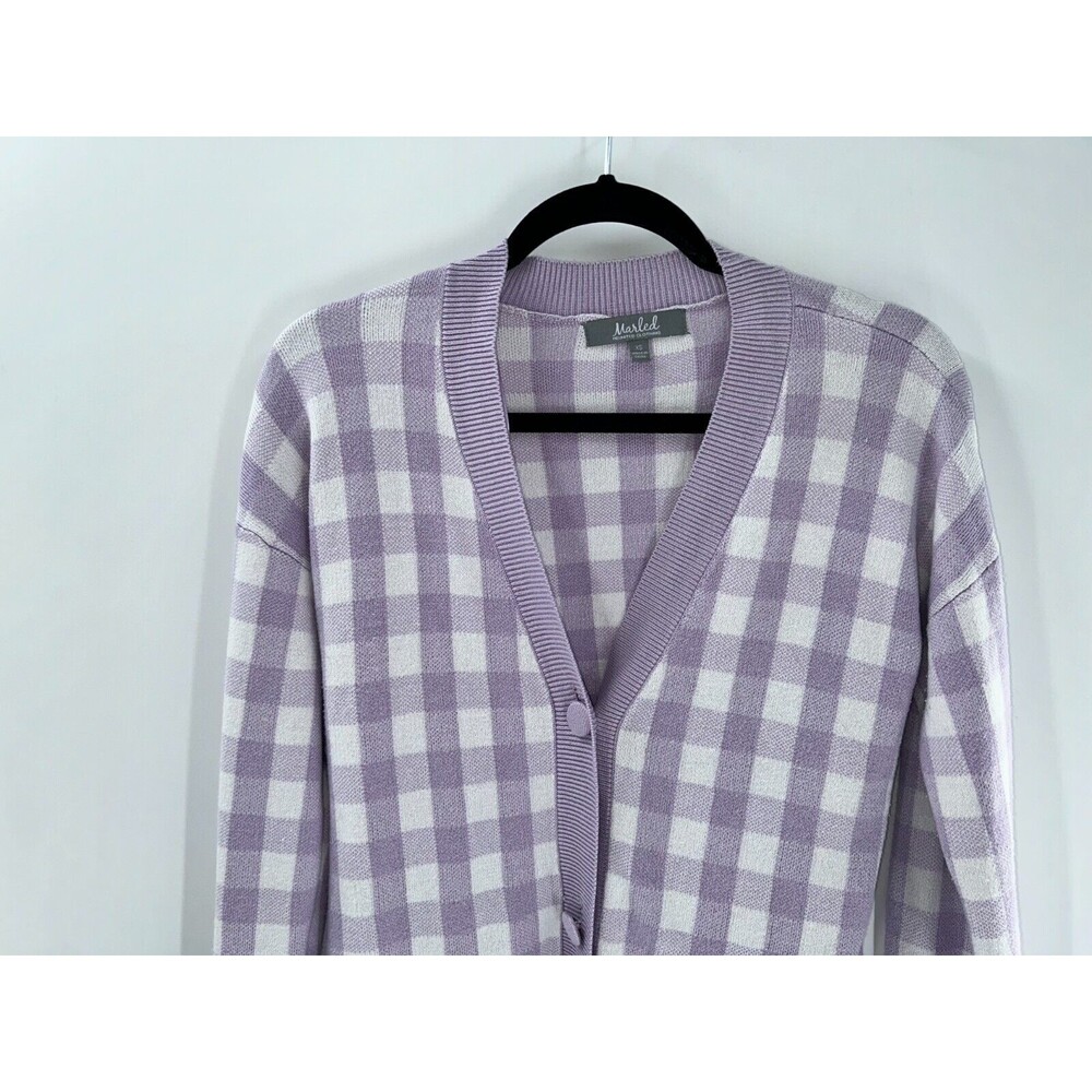 Women's Marled Reunited Clothing Gingham V-Neck Cardigan Sweater Size XS - Picture 2 of 7